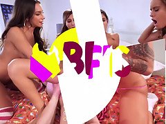 Valentine's Day fun with three ebony babes who need a special fuckbuddy on the strip of Vegas