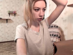 Nice-looking 18-19 y.o. girl toying on online camera