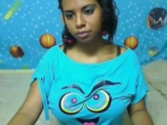 Breasty latina babe showing her big milk sacks on live camera