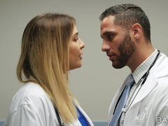 Buxom nurse Blair Williams blowjobs and fucks handsome doctor