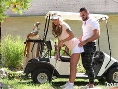 Blonde Golf Instructor Gets Stiffened Up by Big Cock Outdoor