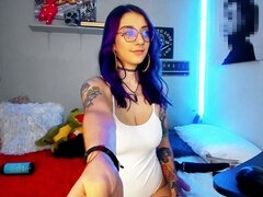 Colombian otaku camgirl shows off her expert deepthroating skills on massive cocks that make her gag