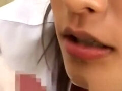 Sexy japanese doctor gets a double cumshot