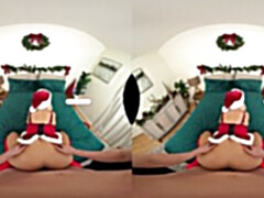 Watch Sam Shock and Bridgette B in hot MILF Christmas fantasy in red stockings
