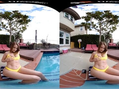 Bubble butt redhead with big natural tits Laney Grey rides dick in POV VR