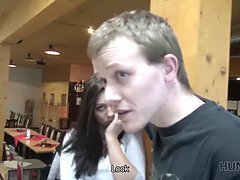 Watch this shy teen cop get her pussy licked by a stranger while her boyfriend watches in POV