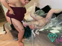 Gagged and Puked on BBW babes strap