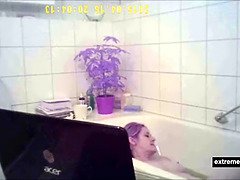 My bathing bare mom on secret cam