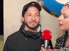 German reporter milf picks up guy in street casting