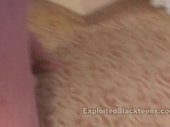Cute 1st Timer w Hairy Black Pussy Gets a Huge Facial in Ebony Teen Video