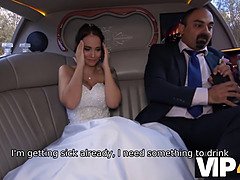 Bride permits husband to watch her having ass scored in limo