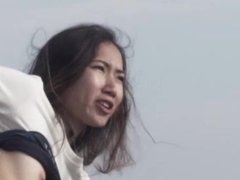 Petite asian Luna X takes a gooey load of cum on on her bubbly ass