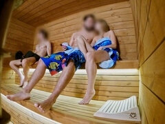 Dick flash, risky masturbation, sauna public