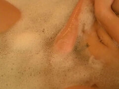 British Big Tits Babe in Soap and Candle Wax Bath