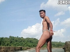 Indian Desi hunk takes on big dick for intense anal action on the beach