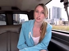 Homeless Riley Reynolds works hard on cock in the backseat to earn some cash