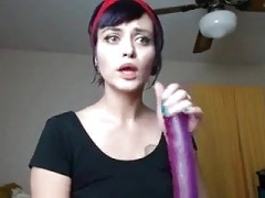 Blowjob, Brunette, Deepthroat, Dildo, Skinny, Tattoo, Tits, Webcam