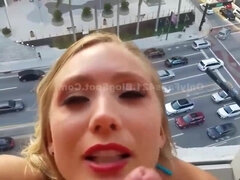 Aj Applegate Balcony Fuck - POV blowjob by blonde with cum in mouth - Kaylee evans
