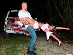 Ass, Car, Doggystyle, Ebony, Hairy, Interracial, Outdoor, Teen