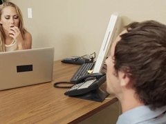 Blonde, Natural tits, Office