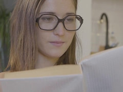 Young beautiful teen Mina - Summer Reading - masturbation in eyeglasses