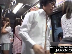 Slutty Japanese Coeds On The Bus - public sex