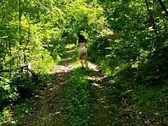 Naked Run in the Forest: Amateur Russian Girl Flashes Pussy and Big Ass Doggy Style