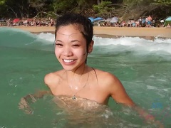 Amateur, Beach, Blowjob, Fingering, Oil, Orgasm, Pov, Wet