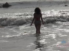 Amateur, Plage, Bikini, Exhib, Chatte, Rasée, Grande, Nénés