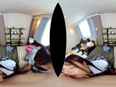 POV VR porn in 4k - amateur hardcore with 2 Japanese Asian students cock sharing