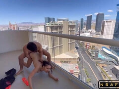 Public Balcony Sex with Busty Latina Teen in Vegas