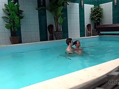 Sexy Czech teen gets fingered and paid for her hard work in a private pool
