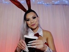 Cosplay bunny lady whispers and nibbles on your ear for ASMR experience