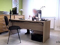 Blowjob, Brunette, European, Hd, Jerking, Money, Office, Sucking