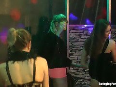 Kinky lesbians get down and dirty in a club orgy with hardcore oral and blowjob action