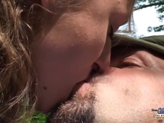 デカパイ, ブロンド, フェラチオ, キス, ティーン