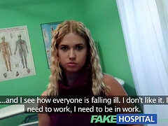 Violette Pure's tight blonde pussy filled with hot cream in fake hospital POV