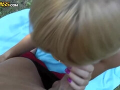 Verga grande, Rubia, Hd, Al aire libre, Pov