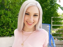 Cute blonde angel Skylar Vox nicely fucked by a massive boner