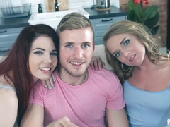 Anal, Blowjob, Hd, Masturbation, Natural tits, Redhead, Shaved, Threesome