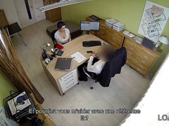 In den arsch, Braunhaarige, Geile alte tussi, Schwanz, Handjob, Hd, Büro, Ablutschen