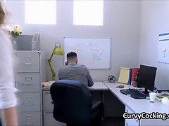 Big tit boss motivates employees with tits and pussy
