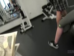 Sexy Couple caught working out & fucked hard by rich hunter