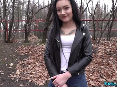 Blowjob, Cumshot, Czech, Jeans, Outdoor, Piercing, Public, Squirting