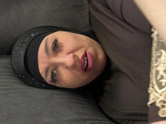 Big-boobed Arab chick Tina fucked for cash on the couch