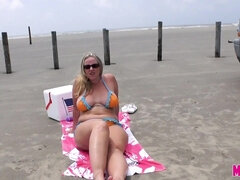 Beach, Big ass, Big tits, Chubby, Masturbation, Mom, Public, Solo