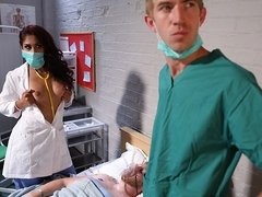 Blowjob, Cumshot, Doctor, Facial, Fingering, Shaved, Tits, Uniform