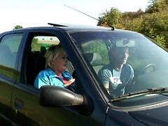 He is banging one very old blonde granny roadside