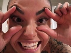 Blowjob, Doggystyle, Double penetration, Ffm, Gaping, Short hair, Tattoo, Threesome