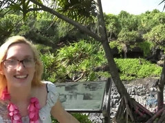 Playa, Rubia, Gafas, Peludo, Besar, Al aire libre, Pov, Coño